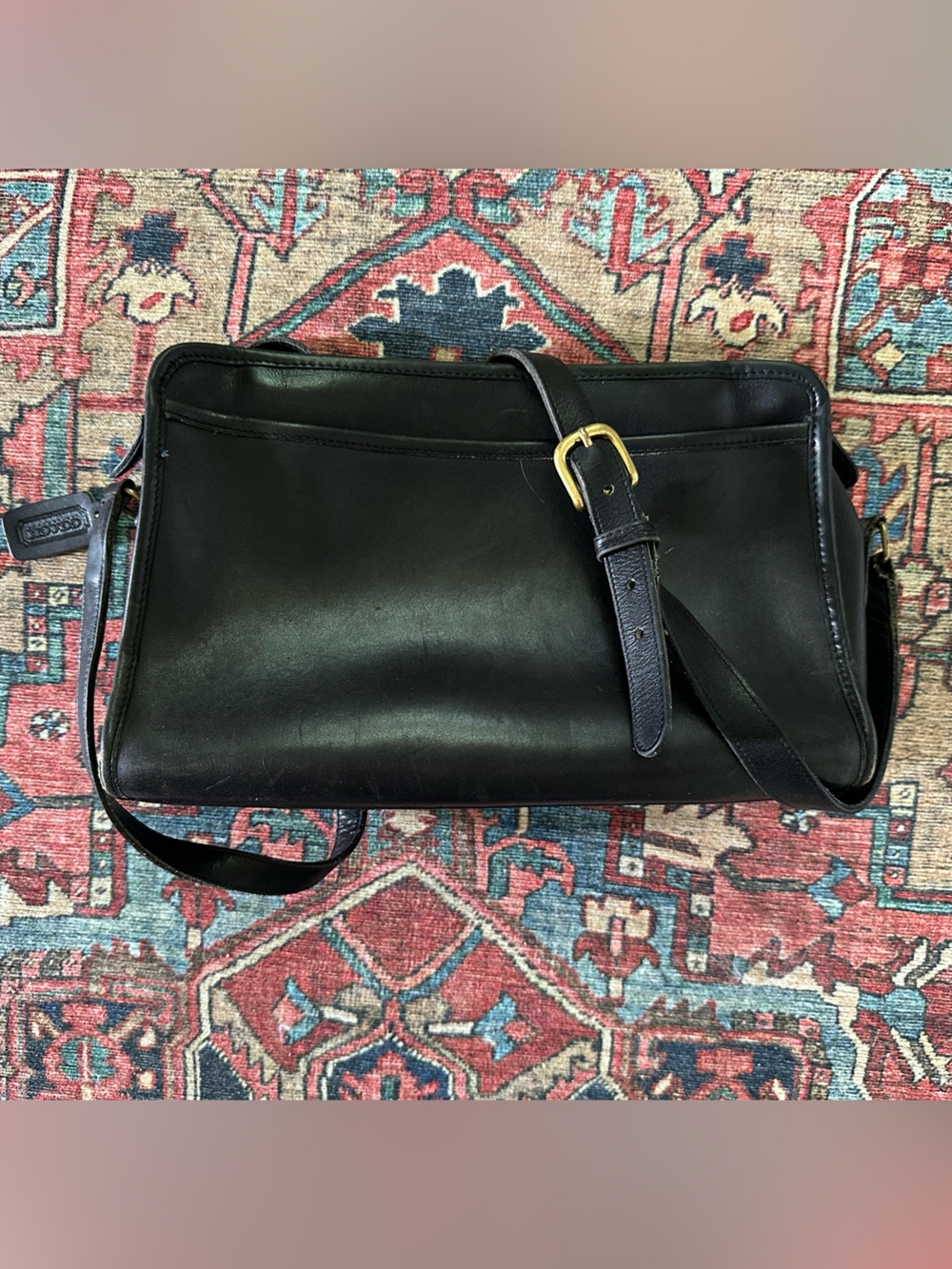 Vintage Coach Black Leather Basic Bag 9455 Crossbody Made in USA